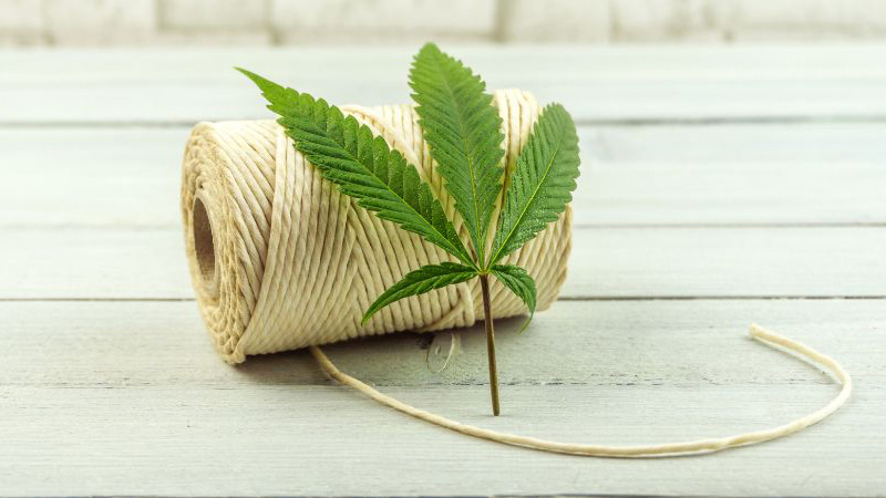 Hemp leaf with fiber rope twine